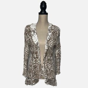Drapers and Damons Brown White Waterfall Crochet Cardigan size Petite Medium